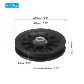 PATIKIL Universal Bearing Pulley Wheel 105mm/4.1", 4 Pcs Nylon Bearing Pulley Wheel Lifting Bearing Wheel Replace for Gym Equipment Part Cable Machine