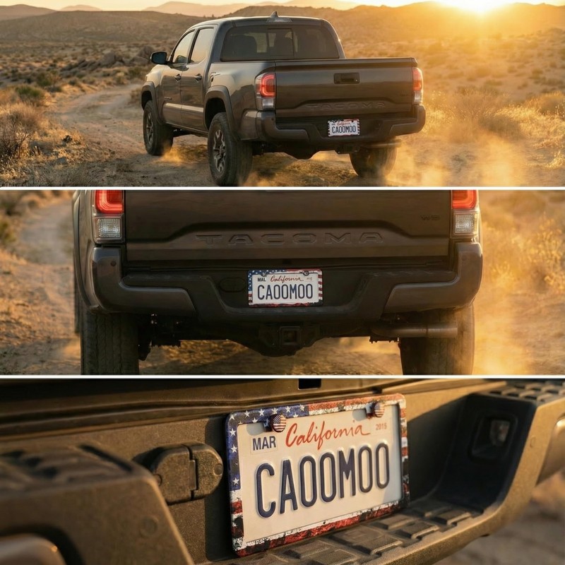 2 Pack License Plate Frames (USA American Flag Design) -