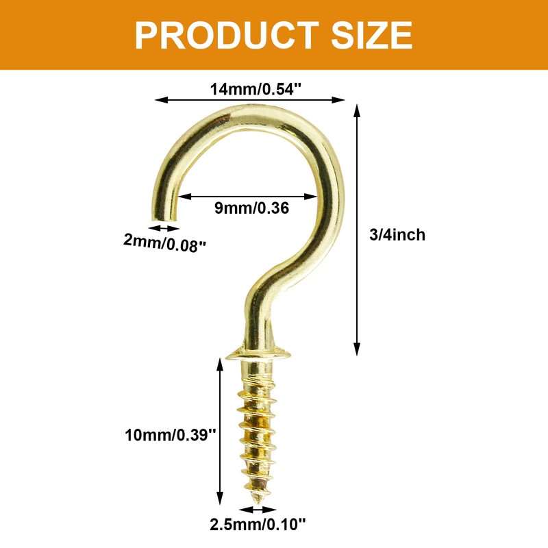 Biaungdo 100 Pcs 3/4" Ceiling Cups Hooks Screw Hooks Ceiling