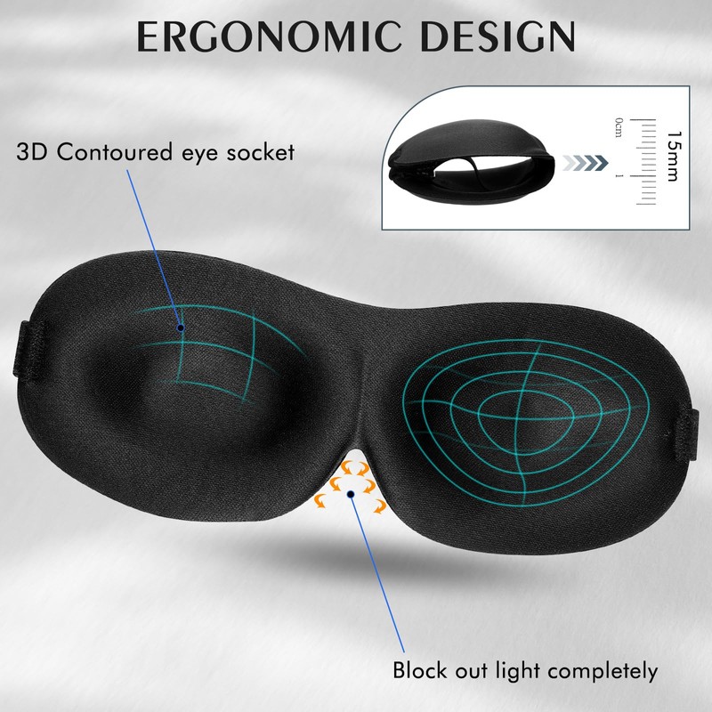 Bonuci 12 Pack Sleep Mask Blackout 3D Eye Mask for
