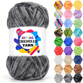Velvet Chenille Yarn for Crocheting Dark Grey Velvet Yarn Fluffy Yarn Plush Yarn Thick Bulky Chunky Chenille Velvet Yarn Soft Baby Blanket Yarn for Crocheting Hand Knitting 100g-Dark Grey