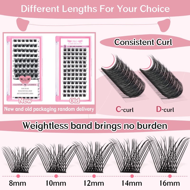 Individual Cluster Eyelashes, Individual False Eyelashes for Use at Home,