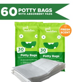 60 Refill Potty Bags: Absorbent, Disposable Potty Liners Compatible with OXO Tot 2-in-1 Go Potty | Strong, Leak-Proof Bags work with most Travel Potties, Potty Chairs, Potty Seats & Portable Toilets