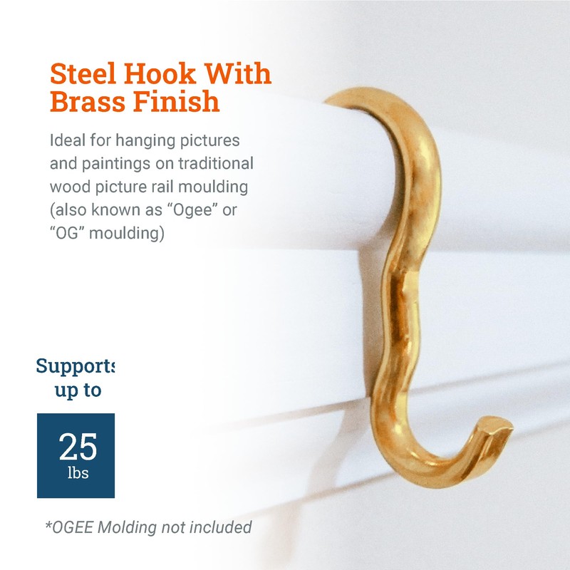 PHS Picture Rail Hooks - Durable Picture Rail Hangers -