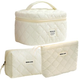 Siomlana 3-piece Set Makeup Pouch, Large Capacity, Cosmetic Pouch, Cute, Lightweight, Soft, Women's, Vanity Pouch, Cosmetic Pouch, Shiny Handle, Includes Handle, Popular, Handbag, Cosmetics Storage,
