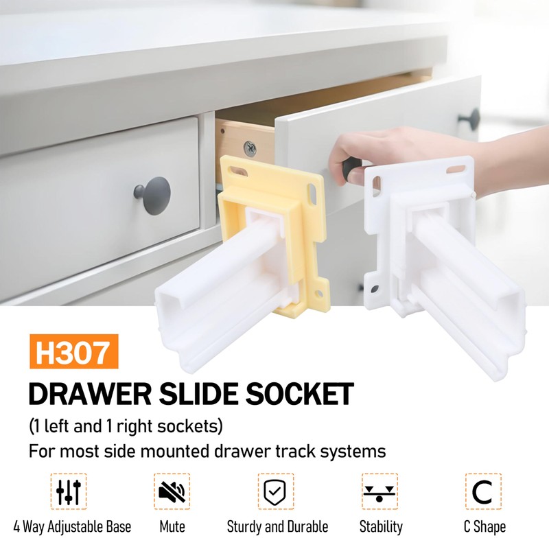 RV H307 Drawer Slide Socket Set - Adjustable 2-1/8" x