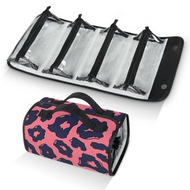 Eizlang Hanging Toiletry Bag Travel Essentials Makeup Bag for Women Men Detachable Foldable Cosmetic Bag Pink Cow Pattern