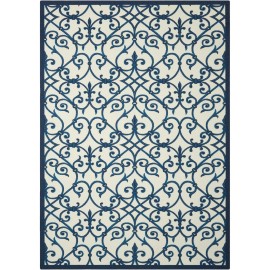 Nourison Geometric Trellis Indoor/ Outdoor Area Rug Blue 4'4" x 6'3"