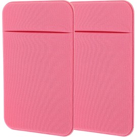 Estuche para Tarjetas 2 Fundas Adhesivas para Teléfono, Tarjetero Trasero Elástico Rosa, Bolsillo Ultrafino para Tarjetas de Crédito y Carné, Uso Diario y Transporte Público