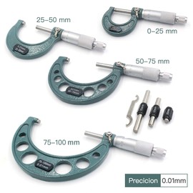 Premium Outside Micrometer Set 0-100mm/0.01mm Precision Machinist Tool w/Carbide Tips