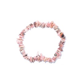 Taddart Minerals Pink Sliver Bracelet Made From Natural Gemstone Rhodochrosite on Elastic Nylon Thread - Handmade, Rubber