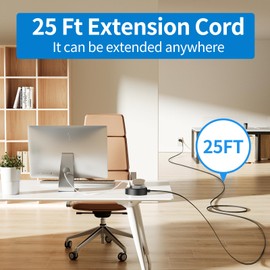 USB Extension Cord 25 Ft NTONPOWER Long Power Strip Flat Plug Extension Cord with Multiple Outlets 0.11in Flat Cord Power Strip with 3AC Outlet & 2 USB C+2USB A 7 Types of Protection Cruise Approved