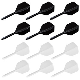NHPY Pack of 12 Dart Flights with Shafts Stable, Flights Darts, 75 mm Plastic Standard Dart Accessories for Darts Game Dart Flights, Darts Accessories (Black, White)