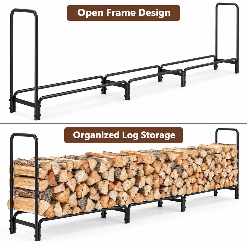 Heavy Duty Firewood Log Rack for Indoor & Outdoor Storage