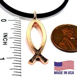FORGIVEN JEWELRY Jesus Fish Large Ichthus Rose Gold Necklace