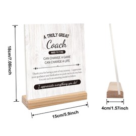 LYMOI Coach Gifts, Thank You Gifts for Coach, 5.9 x 7 Inches Best Coach Gifts for Men Women, Soccer Coach Gifts, Coach Appreciation Gifts, Cheer Coach Gifts, Acrylic Desk Decorative Sign with Stand