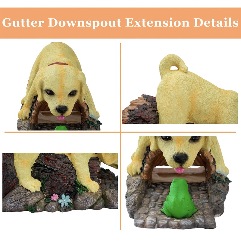Noegrus Real Dog Gutter Downspout Extender Statue, Garden Animal Decor