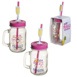 Pop The Prosecco Slogan Glass Drinking Jar