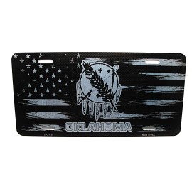 DIGIART INTERNATIONAL OKLAHOMA STATE FLAG AMERICAN FLAG BRUSHED METAL NOVELTY LICENSE PLATE AUTO TAG
