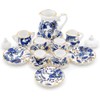 15 Pcs Blue 1:12 Miniature Porcelain Chintz Tea Cup Set