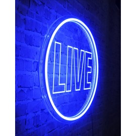 NOXTROND Live Neon Lights Sign, USB Powered Live On Air Led Light Sign, Dimmable Wall Décor Round Live Streaming Neon Night Light LED Sign for Streamer, Gamer, Game Room, Studio Decor (Blue)