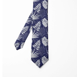 Ambesonne Men's Tie, Hawaiian Tropical Monstera, 3.7", Violet Blue Coconut
