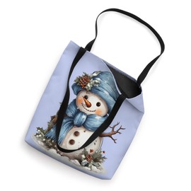 Snowman Carrot Nose Blue Hat and Scarf Winter Snow Tote Bag
