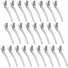 KINDOYO 3.5 Inch Duckbill Hair Clips - Silver Hair Clip Metal Hair Alligator Curl Clip Crocodile Clip Hair Styling DIY Clip with Holes - 25 Pieces