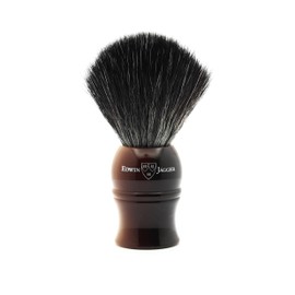 Edwin Jagger 1EJ332SYN Classic Black Synthetic Fibre Eco-Friendly Vegan Exfoliating Shaving Brush for Shaving Cream or Shaving Soap for Men and Women (Imitation Light Horn)