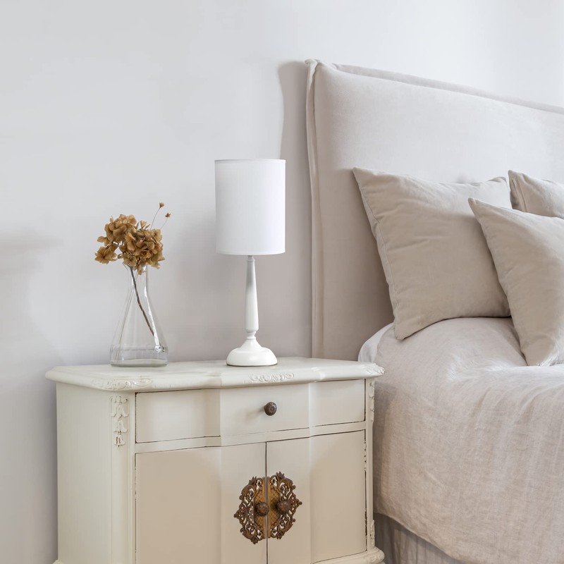 Simple Designs LT2075-WHT Traditional Candlestick Metal Iron Table Lamp with