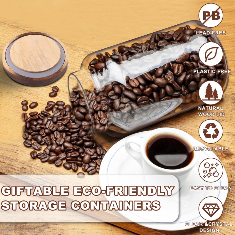 Large Glass Coffee Storage Jar with Lids Spoon Thicken Glass