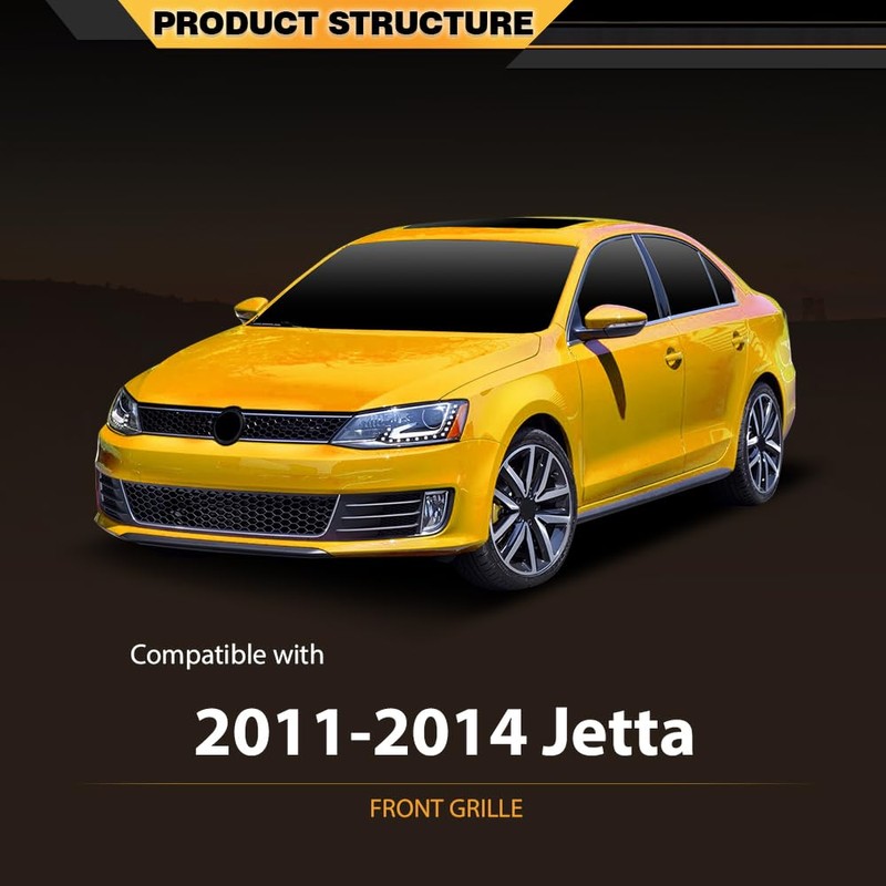 CNNELL Front Grille Trim Compatible with VW Jetta 2011-2014 Hex