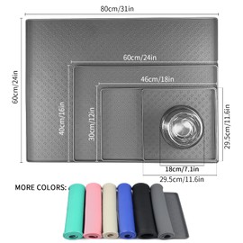 Ptlom Grey Pet Placemat for Dog and Cat, Waterproof Non-Slip Silicone Feeding Bowl Mat Prevent Food and Water Overflow, Puppy Dish Feeder Fountain Trays Suitable for Medium and Small Pets