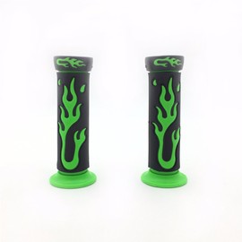 XKMT-7/8" 22mm Flame Gel Handlebar Grips GREEN Compatible With Kawasaki Suzuki ATV KTV Scooter [B01MYO5DBN]