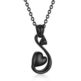 Joyería de cremación de cisne para cenizas, collares de urna de corazón infinito, medallón conmemorativo para cenizas, colgantes de urna funeraria para mujeres y hombres, Acero inoxidable, Sin gemas.,