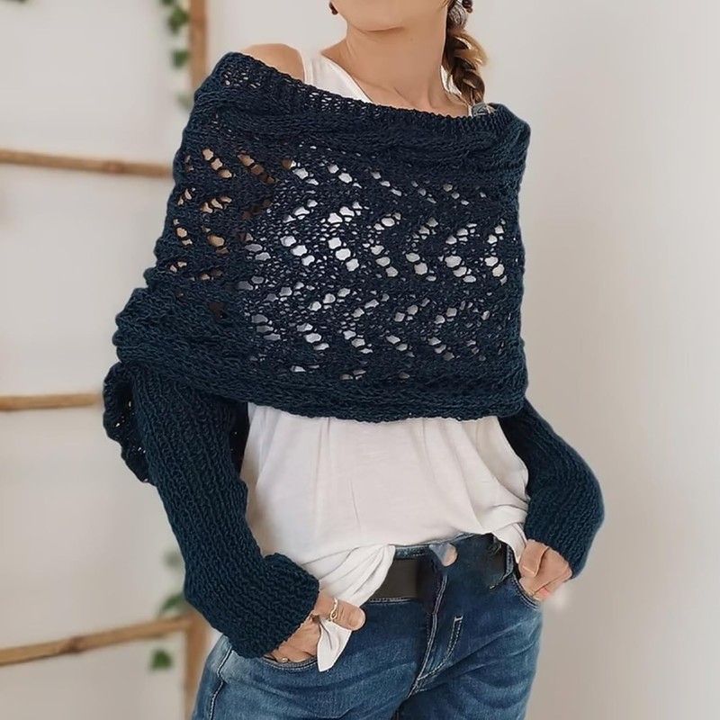 Scarf with Sleeves, Knitted Cable Wrap,Multifunctional Scarf with Sleeves,Crochet Knit