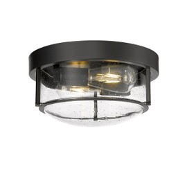 Odeums Flush Mount Ceiling Lights Indoor 2-Light Interior Close to Ceiling Light Seeded Glass Shade Hallway Ceiling Light for Kitchen Bedroom Porch Living Room Dining Room (Black, 1 Pack)