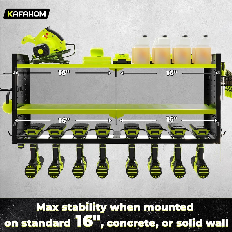 KAFAHOM Power Tool Organizer, Large 8 Drill Holder Wall Mount