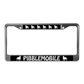 CafePress Pibblemobile (Pit Bull) License Plate Frame Chrome License Plate Frame, License Tag Holder