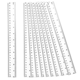 Plastic Ruler 30 cm Pack of 10 Transparent Plastic Straight Measuring Tool Double Scale Ruler Set for School Office