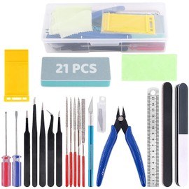 21 Piezas Kit de Herramientas para Modelismo, Kit de Herramientas de Construcción con Recipiente de Plástico, Juego de Herramientas para Avión, Coche, Modelo de Hobby, Construcción (21)
