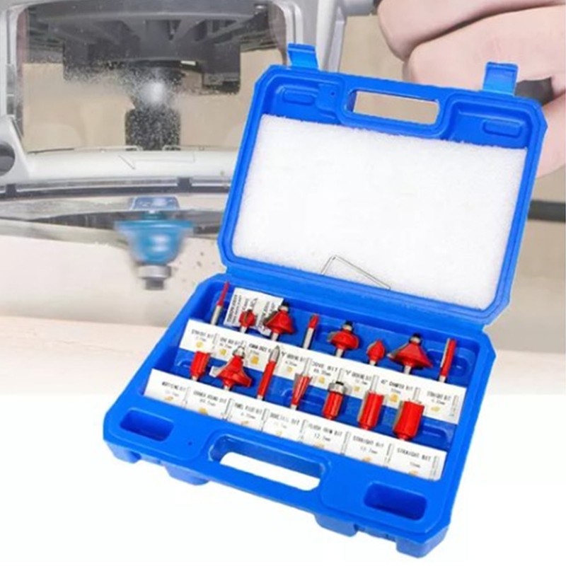 15Pcs Router Bit Set 1/4in Shank Carbide Trimmer Engraving Machine