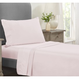 CALIFORNIA DESIGN DEN 5-Star Hotel Quality Twin Bed Sheets Cotton for Kids & Adults, 100% Cotton Sheet Set - 600 Thread Count Sateen with Deep Pocket (Blush Pink)