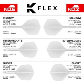 TARGET Darts K-Flex Integrated Dart Flights and Shafts, Intermediate Stem (26mm), No.6 Flight, 9-pack Bundle, Black, White & Clear | Kflex 2 In 1 Flight and Stem, Professional Darts Accessories