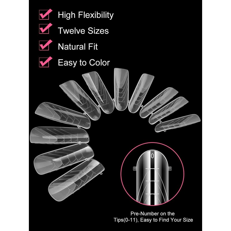 EBANKU 120 PCS Clear Matte Round Curved Dual Nail Forms