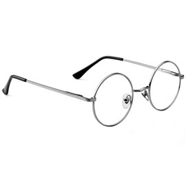 Kursan Round Blue Light Glasses for Women Men Retro Circle Metal Frame Eyeglasses Two Sizes (Gunmetal - 45MM)