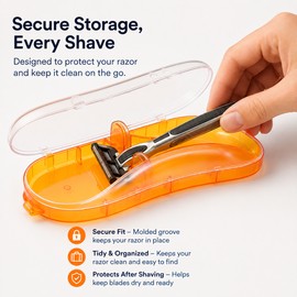 Portable Razor Storage Case for Travel – Ventilated Plastic Shaver Box for Compatible Manual Razors, Bathroom & Trips