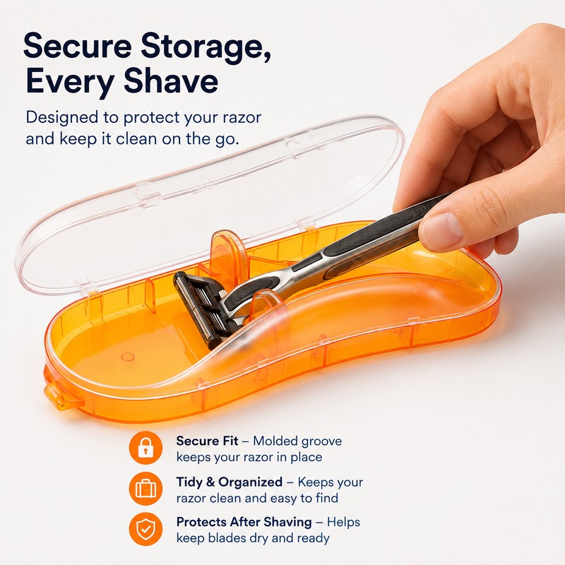 Portable Razor Storage Case for Travel – Ventilated Plastic Shaver