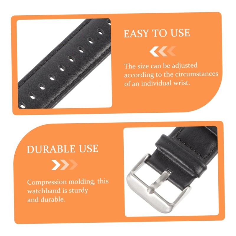 OHPHCALL Watch Band for Leather Replacement Strap Black Unisex Design