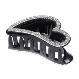 HONMEET Stylish Rhinestone Claw Clip Women Hair Claw Clips Heart Shape Black for Engagement